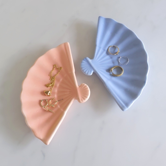Other - Ceramic Jewelry Trays - Set of 2 - Pink & Blue